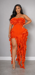 Red Carpet Ruffle Dress