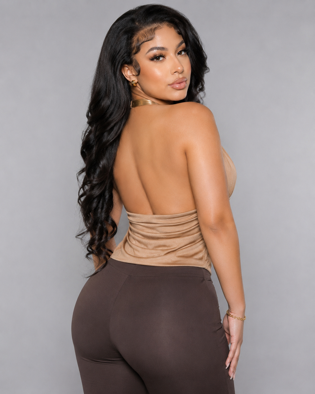 Scarlet Status Cowl-Neck Halter Top