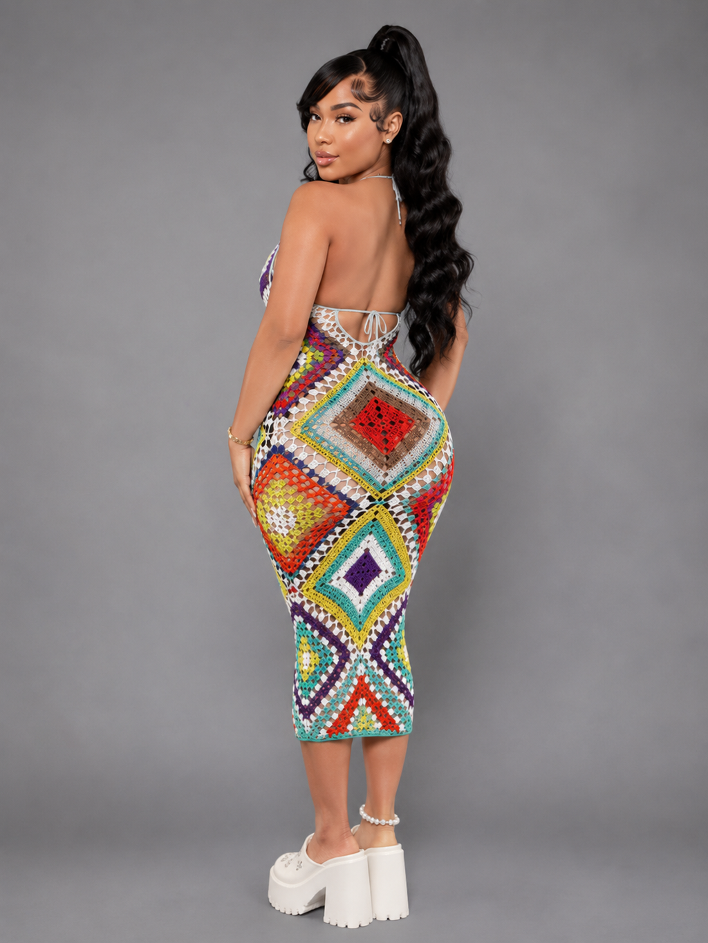 Kaleidoscope Curves Midi Dress