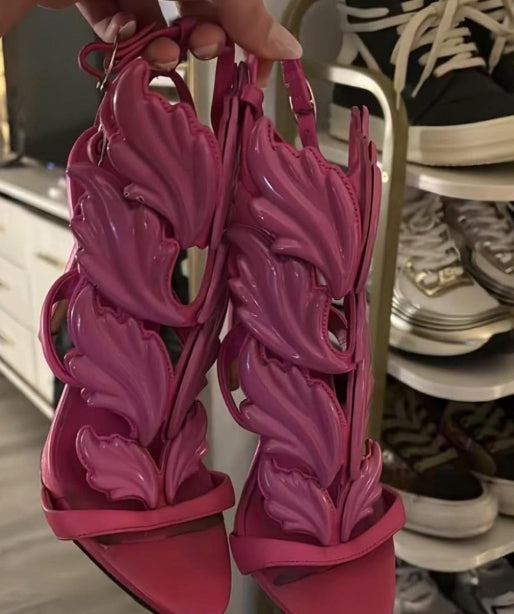 Pink Leaf Heels